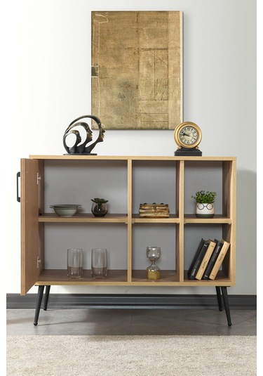 4110 Şile Metal Ayaklı Metal Kulplu 100 Cm Konsol - Tv Ünitesi - Yemek Odası Yunus - Safir Yunus - Safir