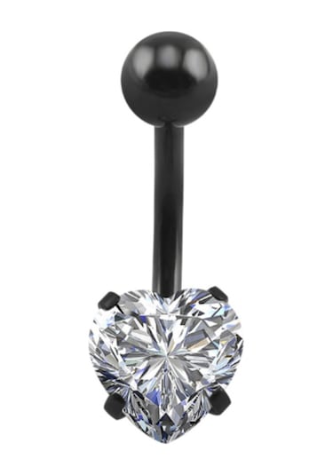 Chavin Beyaz Kalp Taşlı Siyah Çelik Göbek Piercing Dp47 Siyah
