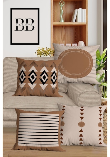 Belle Benoit Baskılı Runner & Koltuk Kırlent Kılıfı Set Desen34