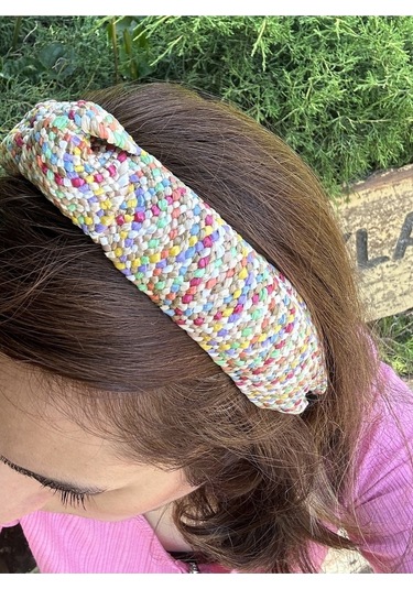 Bymerve Hasır Renkli Düğüm Model Saç Tacı Çok Renkli