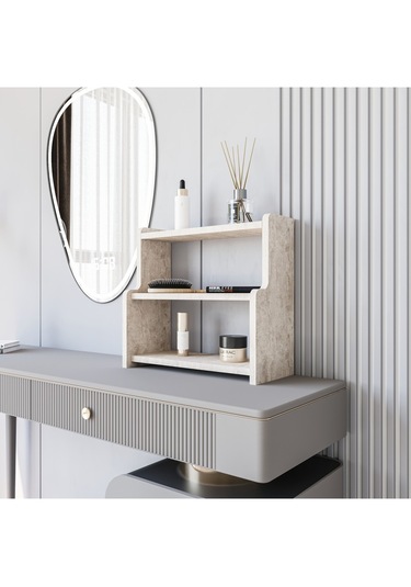 Alpa Ev Mobilya 3 Katlı Tezgah Üstü Mutfak Rafı, Baharatlık Ve Çok Amaçlı Organizer Traverten