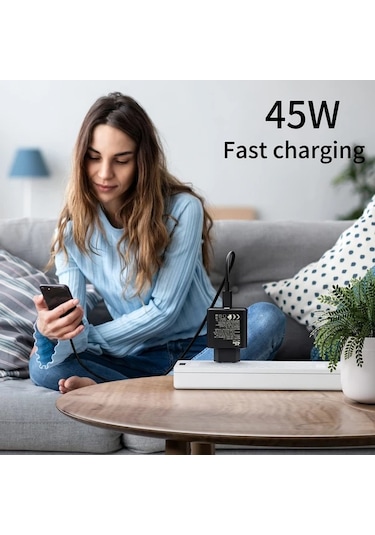 Honeybeeshop Siyah 45w Ultra Hızlı Şarj Cihazı Pd30 Usb C Fiş Ve 1m Cden Cy Şarj Kablosu 5a Seri İpdone Uyumlu 1516 Serisi Cep Telefonları Uygun