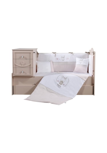Meltem Kids Pretty Nakışlı Pamuklu Bebek Uyku Seti 80 x 140 CM Pembe