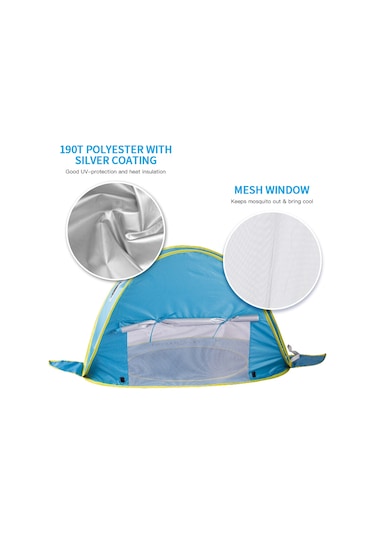 Padalink Hızlı Kurulumlu Çocuk Plaj Çadırı - Uv Koruma Ve Böcek Önleyici, Mavi, Taşınabilir Tasarım Mavi