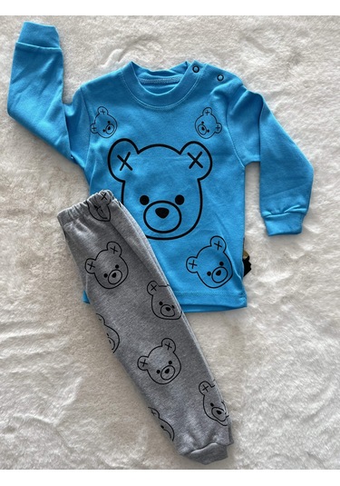 Serpme Ayı Kafalı İkili Takım mavi