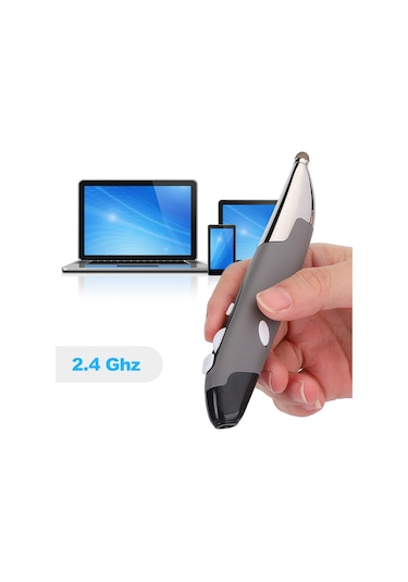 Ximistore9 Pr-06 Gümüş Gri Kalem Şeklinde Kablosuz Mouse + Kapasitif Kalem, 2.4g, 3 Adım Dpı, Ergonomik Tasarım, Usb Alıcı, Bilgisayar/tablet/ Akıllı Telefon Uyumlu Pil Dahil Değil