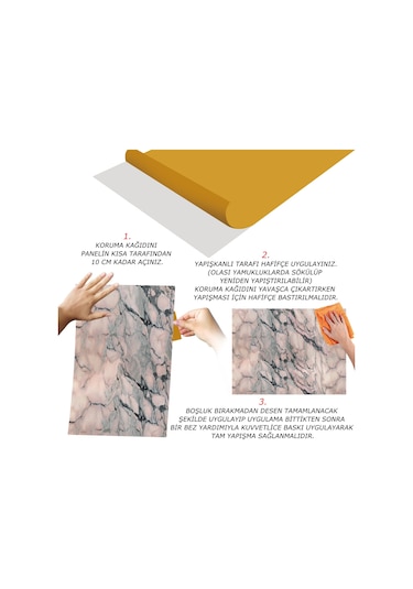 Tink Kendinden Yapışkanlı Pembe Mermer Desenli Pvc Panel 41x62 Cm