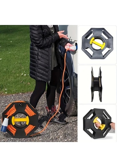 Sunshine011 Siyah 6 Çekirdekli Portatif Araç Kablo Düzenleyici Sarıcı 25m