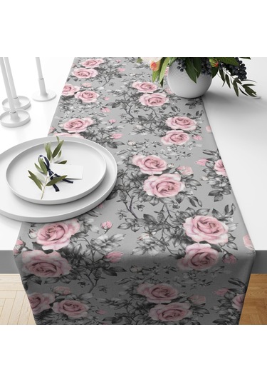 Alkanhomes Gül Desenli Dekoratif Runner N11.540