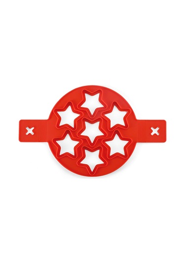 Shineyee Kırmızı Yıldız Şekilli Silikon Yumurta Pişirme Kalıbı - 7 Delikli Yumurta Kalıbı Diğer