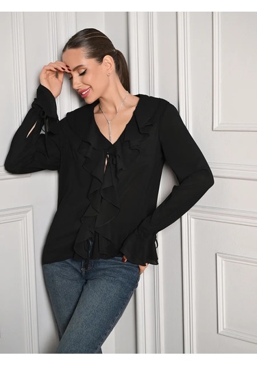 Pippinel Fırfırlı Şık Bluz 231251687 Siyah