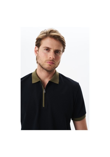 Arma Erkek Regular Fit Basic % 100 Pamuk Pike Fermuarlı Polo Yaka Tişört Y29374354302 Siyah