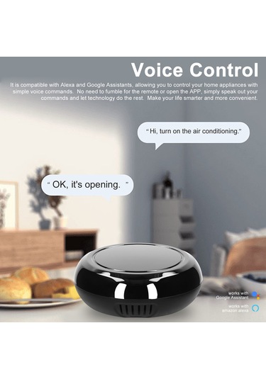 Shineyee Akıllı Ev Kontrolü İçin Tuya Wifi Sesli Kızılötesi Kumanda, Sıcaklık Ve Nem Sensörlü, Siyah