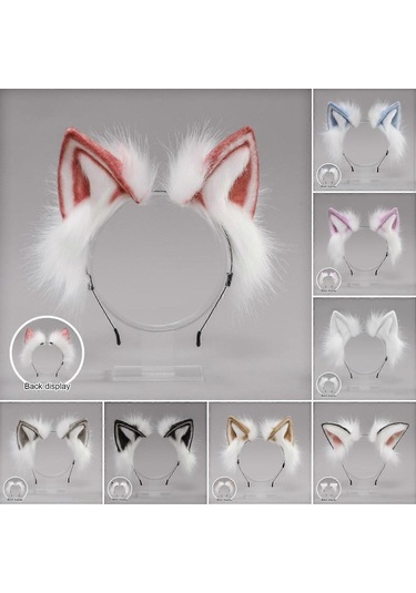 Taklit Tilki Kürk Saç Bandı Kedi Kulaklı Peluş Stil Rol Yapma Giydirme El Yapımı Kafa Bandı Cosplay Çok Renkli