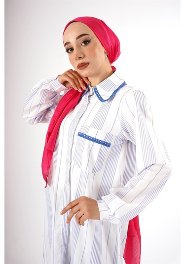 Mavi Çizgili Tunik Çok Renkli