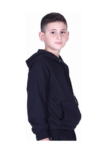 Fyk Kids 2'li Sweatshirt Kangur Cepli, Erkek Sweatshirt Gri - Siyah