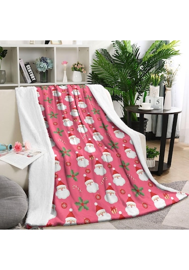 Noel Desenli 40x50 İnç Polar Battaniye, Yumuşak, Hafif Ve Kalın, Erkek, Kadın Ve Çocuk İçin Noel Baba Noel Şeker