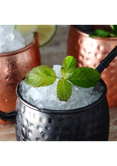 Kosona 530ml Paslanmaz Çelik Gümüş Mavi Yassı Yüzeyli Moskova Mül Espresso Bardağı Kokteyl Bardağı İçecek Bardağı