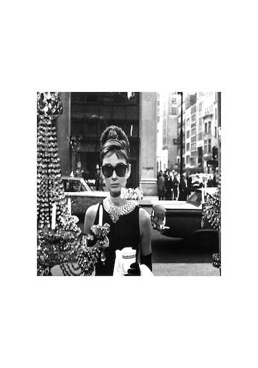 Siyah Beyaz Audrey Hepburn Fotoğrafları Doğal Taş Bardak Altlığı 4'lü Set - Natural Stone Coasters - Taş Beyaz - Siyah