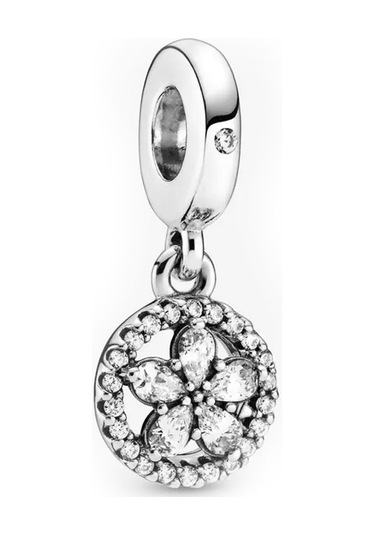 Nur Silver Taşlı Çiçek Sallantılı Gümüş Charm Nur-bl00318