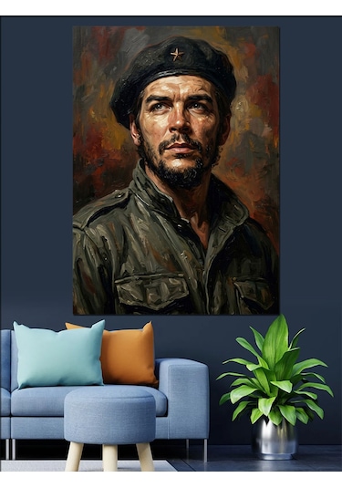 Devrimci Lider Che Guevara Portresi Dekoratif Kanvas - Mdf Ahşap Tablo