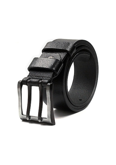 %100 Manda Derisi Çift Dilli Erkek Kot Kemeri 4,5 Cm Siyah
