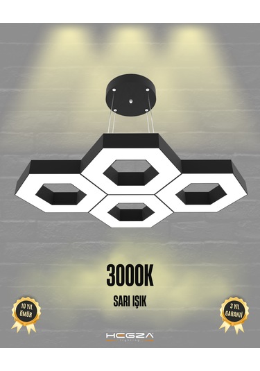 Stella Siyah Kasa, Sarı Işık Modern Sarkıt Led Avize Siyah