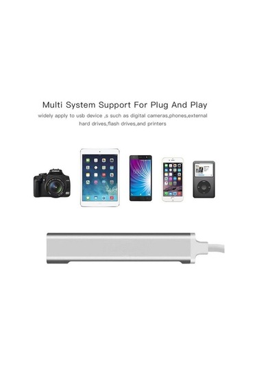 Type-C To 4 Port Usb 3.0 Çoklayıcı Dönüştürücü Adaptör Otg