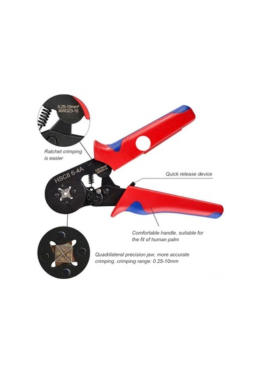 Geeroyoo Hsc8 Çok Fonksiyonlu Kablo Pense, 0.25-10mm² Kablolar İçin İdeal, Ergonomik Tasarım, Güvenli Kilit Sistemi Kırmızı