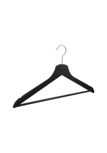 Nyn Ahşap Barlı Elbise Askısı Siyah Renk 8 Adet Siyah