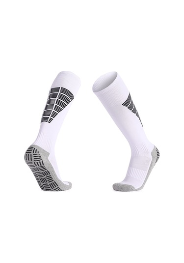 Folinda Beyaz Uzun Futbol Çorabı - Rahat Polyester, Nefes Alıcı, Ter Emici, Kaymaz Önleyici Taban S 29-34 Beyaz