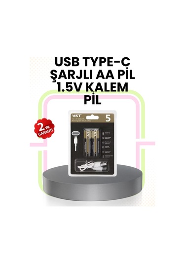 Bfs Tekrar Şarj Edilebilir Aa Usb Type-c Pil 1000+ Döngü 1.5v Sabit Voltaj