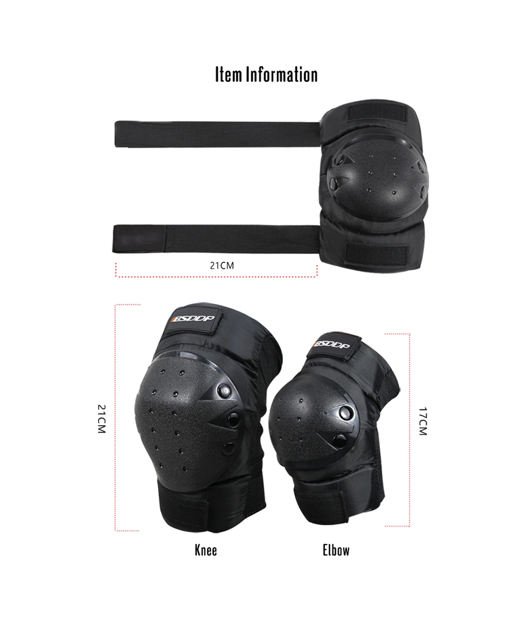 Yuntech01 Motosiklet Bisiklet Koruyucu Pad Seti - Diz Ve Dirsek Koruyucuları, Eva Yastık Ve Pe Korumalı, Spor Aktivitelere Uygun Siyah