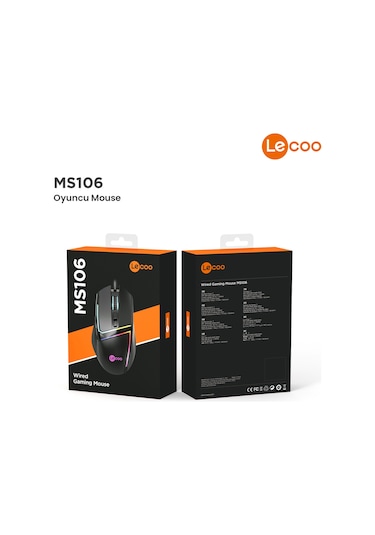 Lecoo MS106 Kablolu 3200DPI 7 Tuşlu RGB Gaming Optik Mouse Siyah