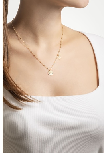 Manifest 18 Ayar Sarı Altın Kaplama 44 Cm Gümüş Kolye Sarı