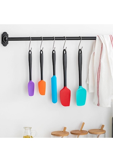 Mor & Siyah 1 Adet Renkli Silikon Spatula Seti Gıda Sınıfı Yapışmaz Isıya Dayanıklı Spatula Turner Mutfak Pişirme Pişirme Karıştırma Araçları