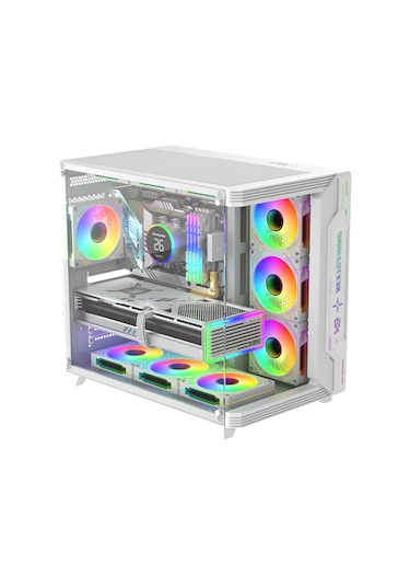 Sirius White Argb Panel 7x Fan Kumanda Ve Kontrolcü Atx Boş Bilgisayar Kasası Beyaz