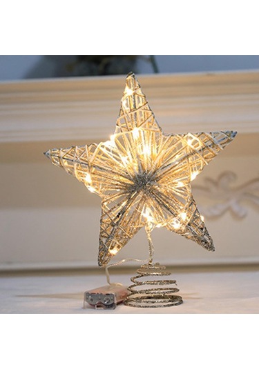 Suntek Ağacı Topper İç Mekan Kullanımı Işıklı Yılbaşı Süsleme Gümüş 20 CM