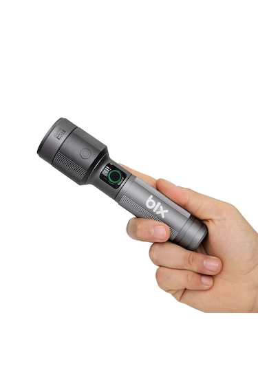 Bix Bx2101fl 30w Led 1450 Lümen Şarjlı Uzun Menzilli El Feneri Gri