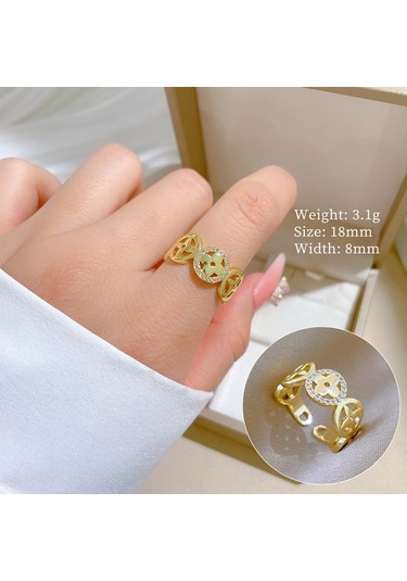 Geometrik Elmas Taşlı Yuvarlak İnci Yüzük No.105 Çok Renkli