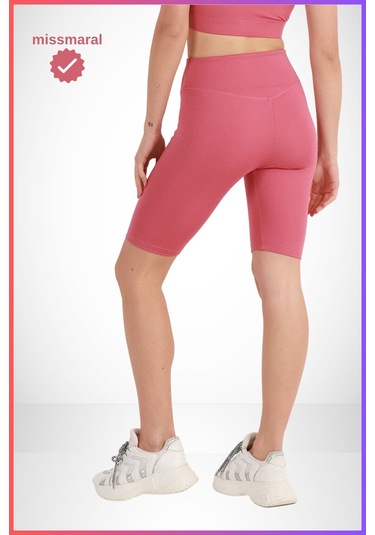 Kadın Yüksek Bel Toparlayıcı Tayt Kısa Spor Şort Deniz Havuz Spor Biker Shorts Gül Kurusu 1070 Gül Kurusu