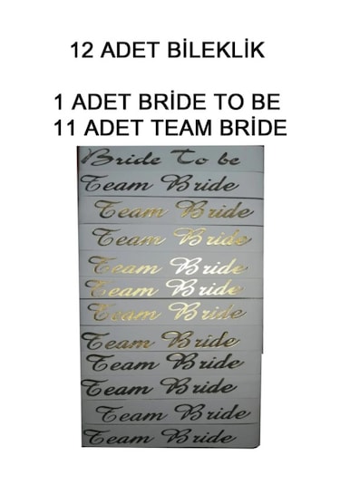 12 Adet Bride To Be Gelin Ve Team Bride Nedime Bilekliği Bekarlığ