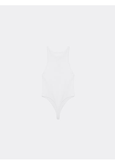 Dilvin 32836 Halter Yaka Bodysuit-beyaz