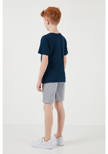 Lela Pamuklu Regular Fit Bisiklet Yaka Şortlu Alt-Üst Erkek Çocuk Takım 6212009 Indigo
