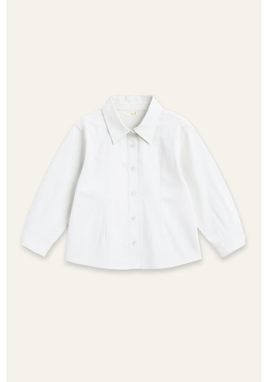 Kız Çocuk Poplin Gömlek - Beyaz Beyaz