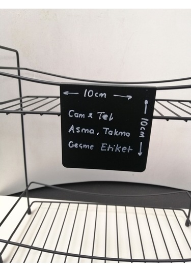 10 Adet Silinebilir Siyah Etiket 10 x 10 CM Tel Raflar 8 Mm Kalınlık