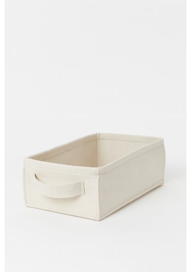 Krem Dolap İçi, Çamaşır, Oyuncak Düzenleyici, Saklama Kutusu, Keçe Sepet Organizer 38x25x13 Cm Krem