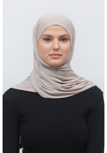 Tesettür Penye Şal Düz - Koyu Krem