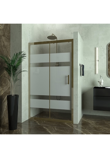 Tekno Duş Bronze Capello 6mm Kumlamalı Cam 1 Sabit 1 Sürgü İki Duvar Arası Duşakabin Yarı Beyaz