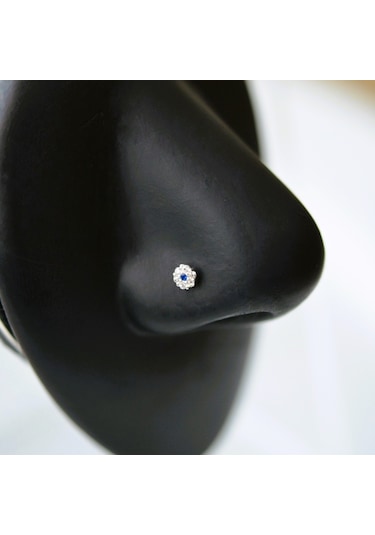 Heppii 925 Ayar Gümüş Mini Nazar Çiçek Hızma Nazarlı Burun Piercing
